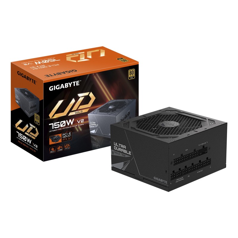GIGABYTE UD750GM PG5 V2 Bloc d’Alimentation – PCIe Gen 5.1, 80 PLUS Gold, Conception entièrement modulaire, Ventilateur 120 mm,