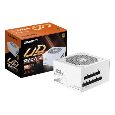 GIGABYTE UD1000GM PG5 V2 ICE Bloc d’Alimentation – PCIe Gen 5.1, 80 PLUS Gold, Conception entièrement modulaire, Ventilateur