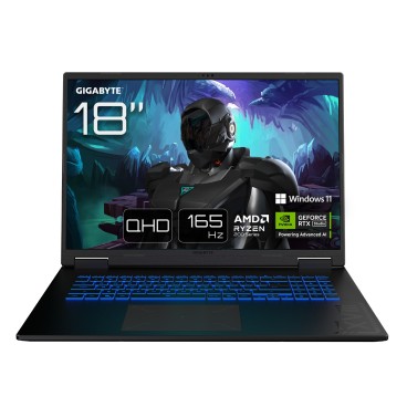 GIGABYTE GAMING A18 Ordinateur Portable - 18“, 165Hz WQXGA, AMD Ryzen 7 260, RTX 5060, 32Go DDR5 5600MHz, SSD Gen4 1To, Windows