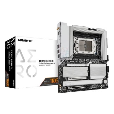 GIGABYTE TRX50 AERO D Carte mère - Compatible avec AMD Ryzen Threadripper 9000 Series CPUs, 16+8+4 Phases Digital VRM, up to