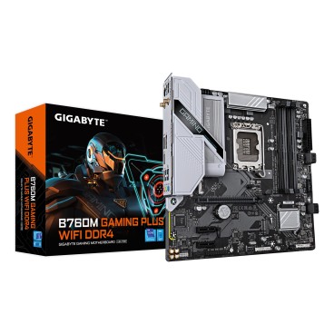 GIGABYTE B760M GAMING PLUS WIFI DDR4 Carte mère - Compatible avec les processeurs Intel Core de 14e génération, VRM 4+1+1