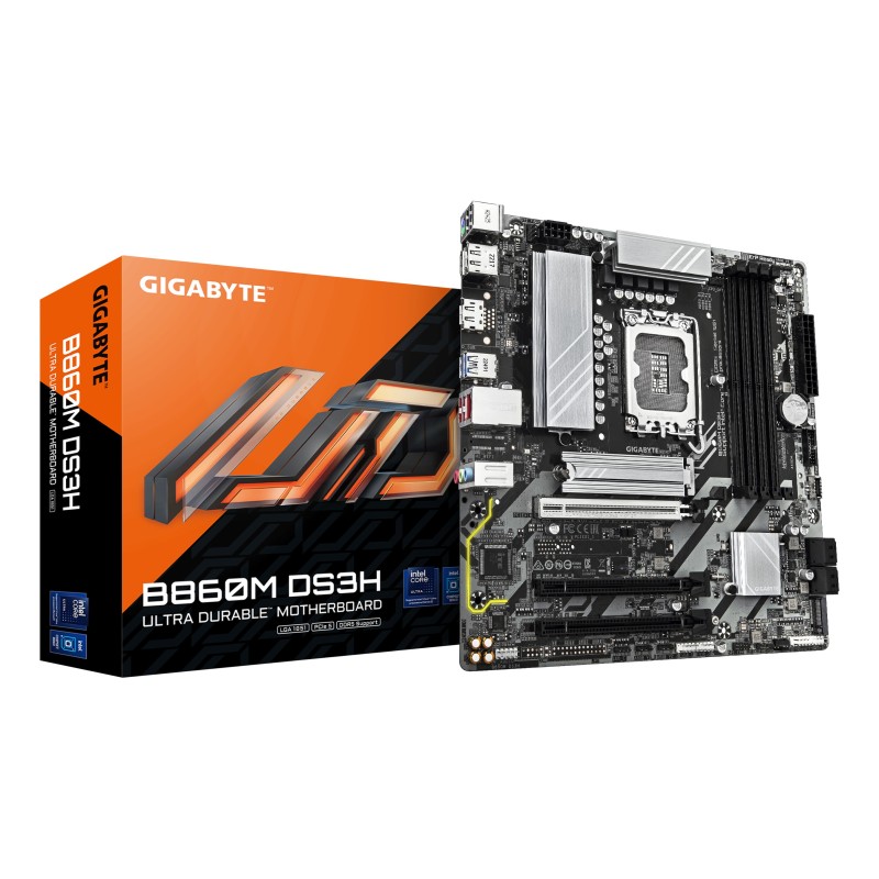 GIGABYTE B860M DS3H Carte mère - Processeurs Intel Core Ultra, VRM 5+1+2+1 phases, jusqu'à 9066MHz DDR5, 1xPCIe 5.0 + 1xPCIe