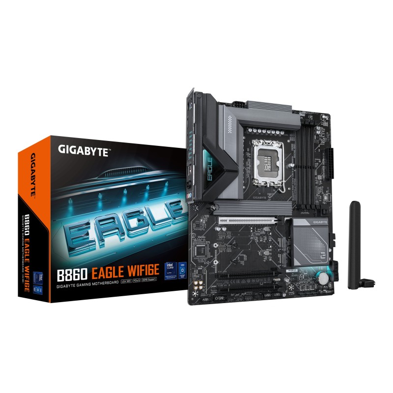 GIGABYTE B860 EAGLE WIFI6E Carte mère - Processeurs Intel Core Ultra, VRM 12+1+2+1 phases, jusqu'à 9066MHz DDR5, 1xPCIe 5.0 +
