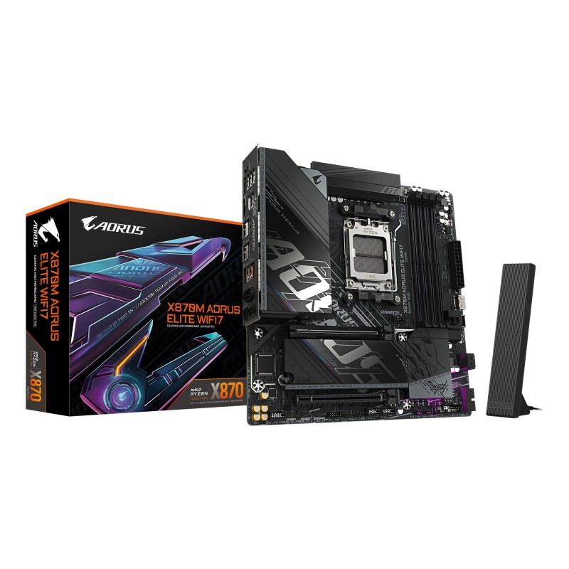 GIGABYTE X870M AORUS ELITE WIFI7 Carte Mère – Compatible avec les processeurs AMD Ryzen 9000, VRM numérique 14+2+2 phases,