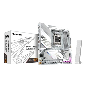 GIGABYTE X870M AORUS ELITE WIFI7 ICE Carte Mère – Compatible avec processeurs AMD Ryzen 9000, VRM numérique 14+2+2 phases,