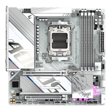 GIGABYTE X870M AORUS ELITE WIFI7 ICE Carte Mère – Compatible avec processeurs AMD Ryzen 9000, VRM numérique 14+2+2 phases,