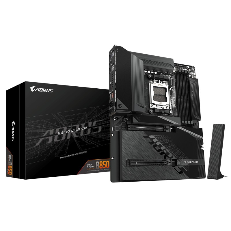 GIGABYTE B850 AORUS STEALTH Carte Mère – Processeurs AMD Ryzen 9000 Series, VRM numérique 14+2+2 phases, jusqu’à 8200 MHz DDR5