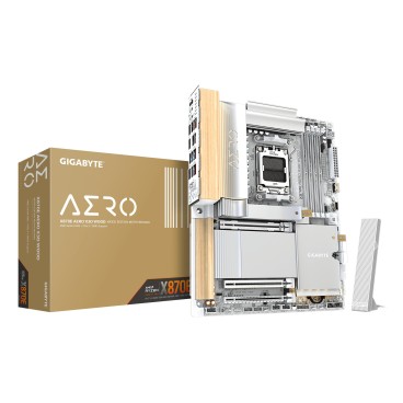 GIGABYTE X870E AERO X3D WOOD Carte Mère - Prend en charge les processeurs AMD Ryzen 9000, VRM numérique 16+2+2 phases, jusqu’à