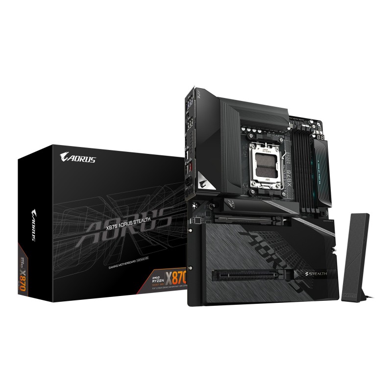 GIGABYTE X870 AORUS STEALTH Carte Mère - Prend en charge les processeurs AMD Ryzen 9000, VRM numérique 16+2+2 phases, jusqu’à