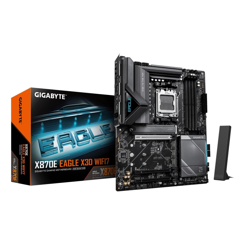 GIGABYTE X870E EAGLE X3D WIFI7 Carte Mère – Compatible avec processeurs AMD Ryzen 9000, VRM numérique 14+2+2 phases, jusqu’à