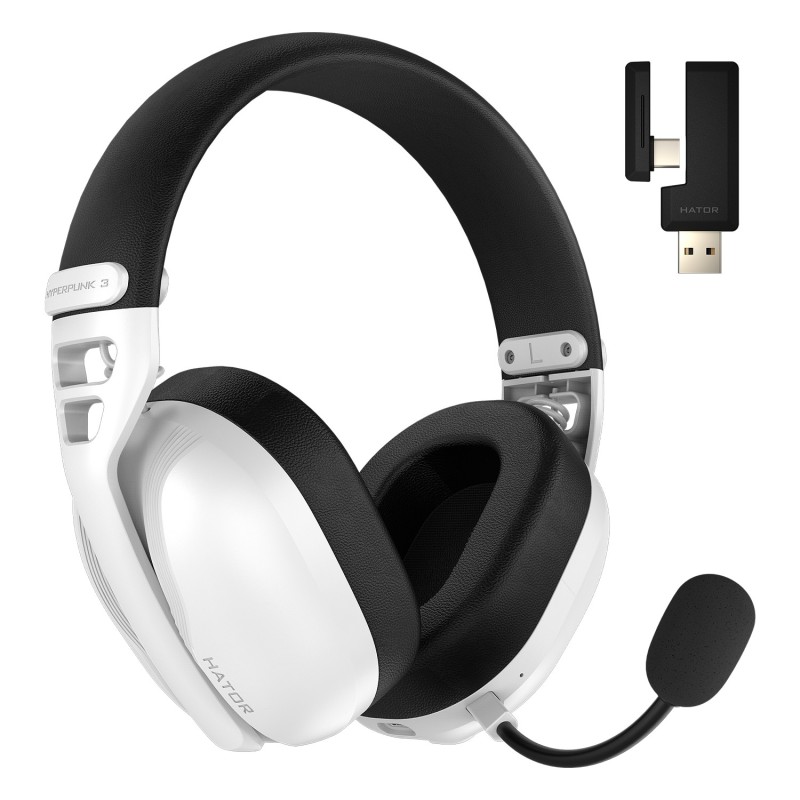 HATOR Hyperpunk 3 Wireless Casque Avec fil &sans fil Arceau Gaming USB Type-C   USB Type-A Bluetooth Blanc