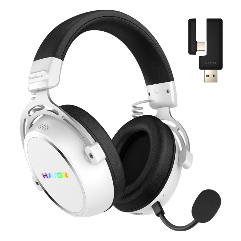 HATOR Hypergang 3 Wireless Casque Sans fil Arceau Gaming USB Type-C   USB Type-A Bluetooth Blanc