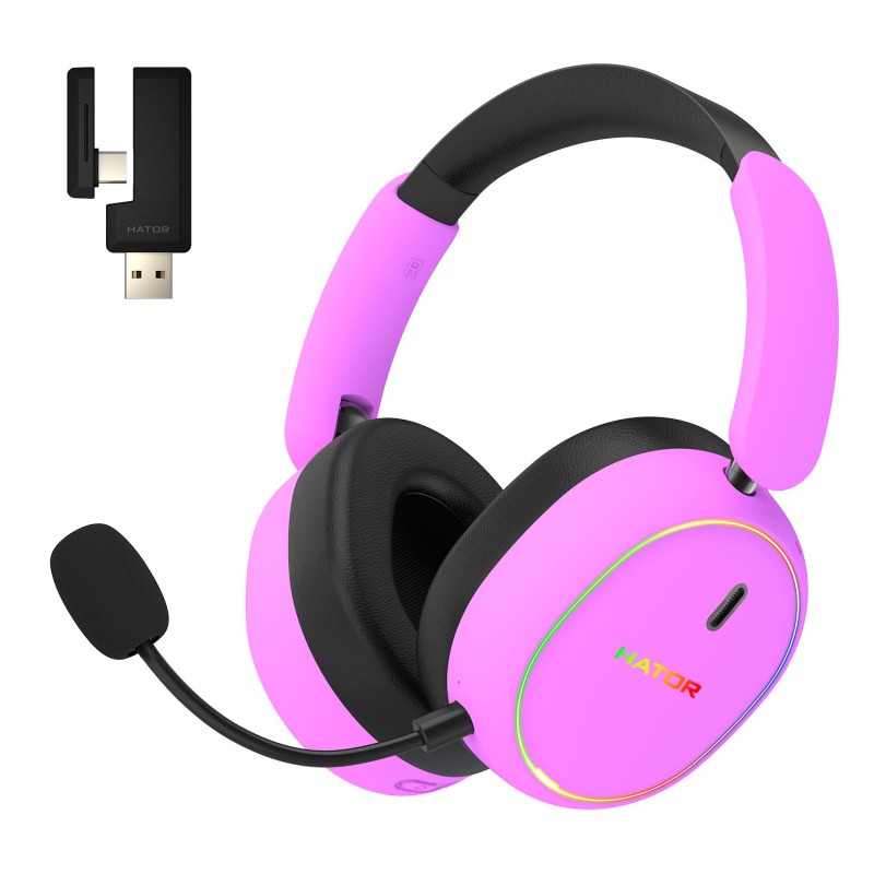 HATOR Phoenix 2 Wireless Casque Avec fil &sans fil Arceau Gaming USB Type-C   USB Type-A Bluetooth Violet
