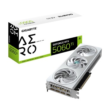 GIGABYTE GeForce RTX 5060 Ti AERO OC 16G Carte Graphique – 16 Go GDDR7, 128 bits, PCI-E 5.0, 2647MHz Fréquence du processeur, 3