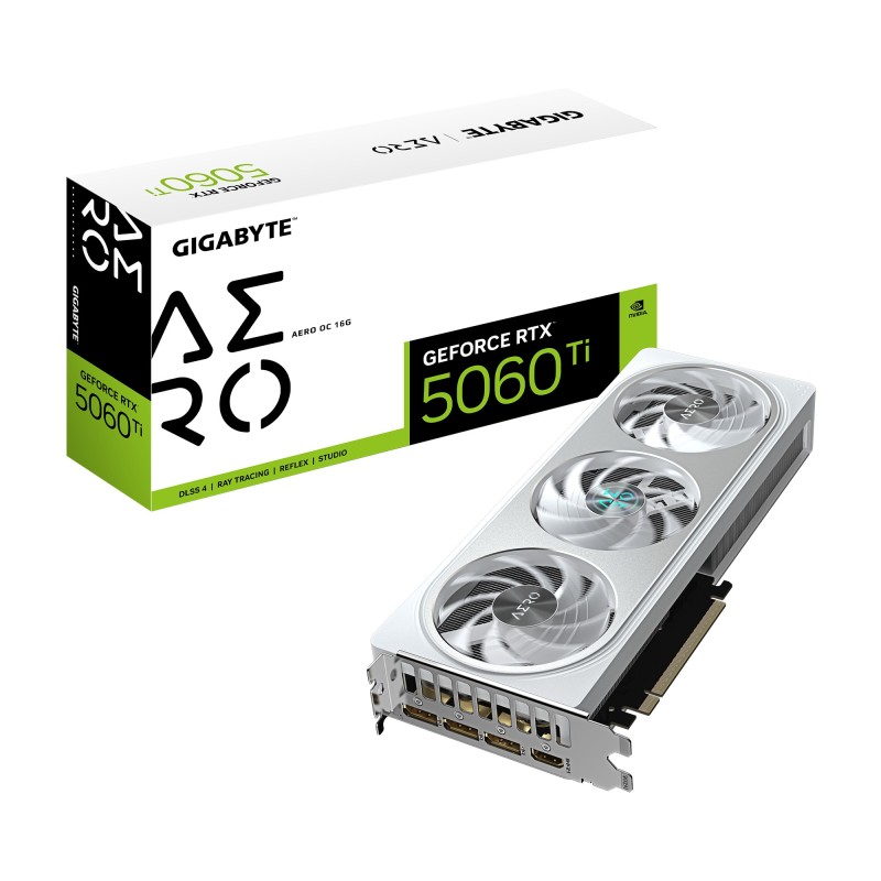 GIGABYTE GeForce RTX 5060 Ti AERO OC 16G Carte Graphique – 16 Go GDDR7, 128 bits, PCI-E 5.0, 2647MHz Fréquence du processeur, 3