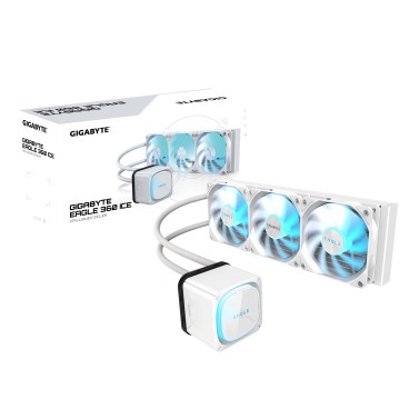 GIGABYTE EAGLE 360 ICE Système de Refroidissement Liquide pour CPU - 3x120mm Ventilateurs ARGB, écran LCD couleur, DAISY-CHAIN,
