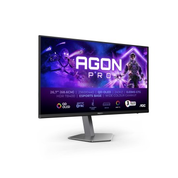 AOC AGON PRO AG276QZD2 écran plat de PC 67,8 cm (26.7") 2560 x 1440 pixels Quad HD QD-OLED Gris