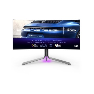 AOC Porsche PD34 écran plat de PC 86,4 cm (34") 3440 x 1440 pixels Wide Quad HD QD-OLED Noir