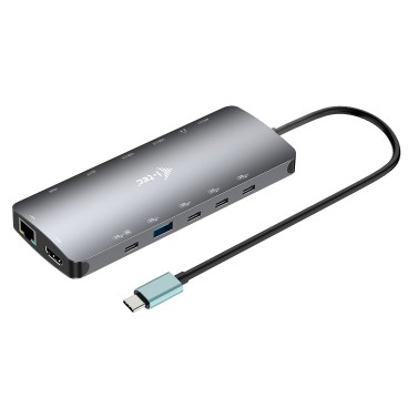 i-tec Metal USB-C Nano 3x Display Dock, 2x HDMI 1x USB-C video with Power Delivery 140W + Universal Charger 140 W