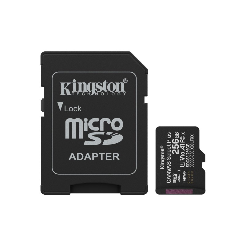 Kingston Technology 256GB microSDXC Canvas Select Plus Gen3 150MB s A1 (Adaptateur SD inclus)