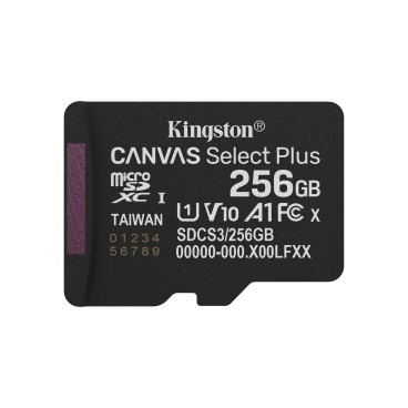 Kingston Technology 256GB microSDXC Canvas Select Plus Gen3 150MB s A1 (Adaptateur SD inclus)