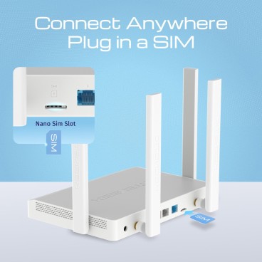Keenetic Hero 4G+ (KN-2311) Modem-routeur 4G+ Wi-Fi 6 maillé AX1800 avec commutateur intelligent Gigabit 4 ports et port USB 3.0