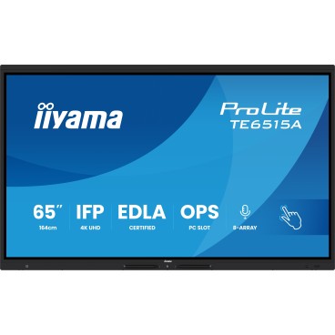 iiyama TE6515A-B1AG Écran d'affichage dynamique Écran plat interactif 163,8 cm (64.5") Wifi 550 cd m² 4K Ultra HD Noir Écran
