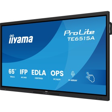 iiyama TE6515A-B1AG Écran d'affichage dynamique Écran plat interactif 163,8 cm (64.5") Wifi 550 cd m² 4K Ultra HD Noir Écran