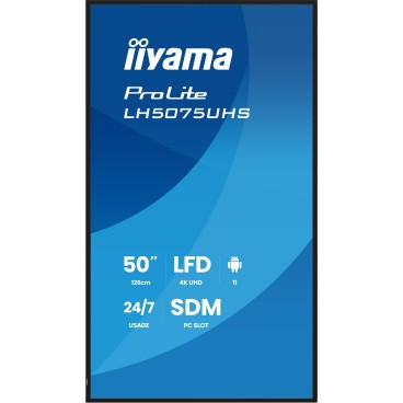 iiyama LH5075UHS-B2AG Écran d'affichage dynamique Écran plat de signalisation numérique 125,7 cm (49.5") LCD Wifi 500 cd m² 4K