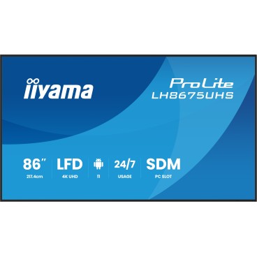 iiyama LH8675UHS-B2AG Écran d'affichage dynamique Écran plat de signalisation numérique 2,17 m (85.6") LCD Wifi 500 cd m² 4K