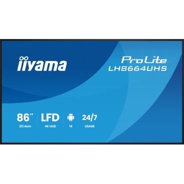 iiyama LH8664UHS-B3AG Écran d'affichage dynamique Écran plat de signalisation numérique 2,17 m (85.6") Wifi 500 cd m² 4K Ultra