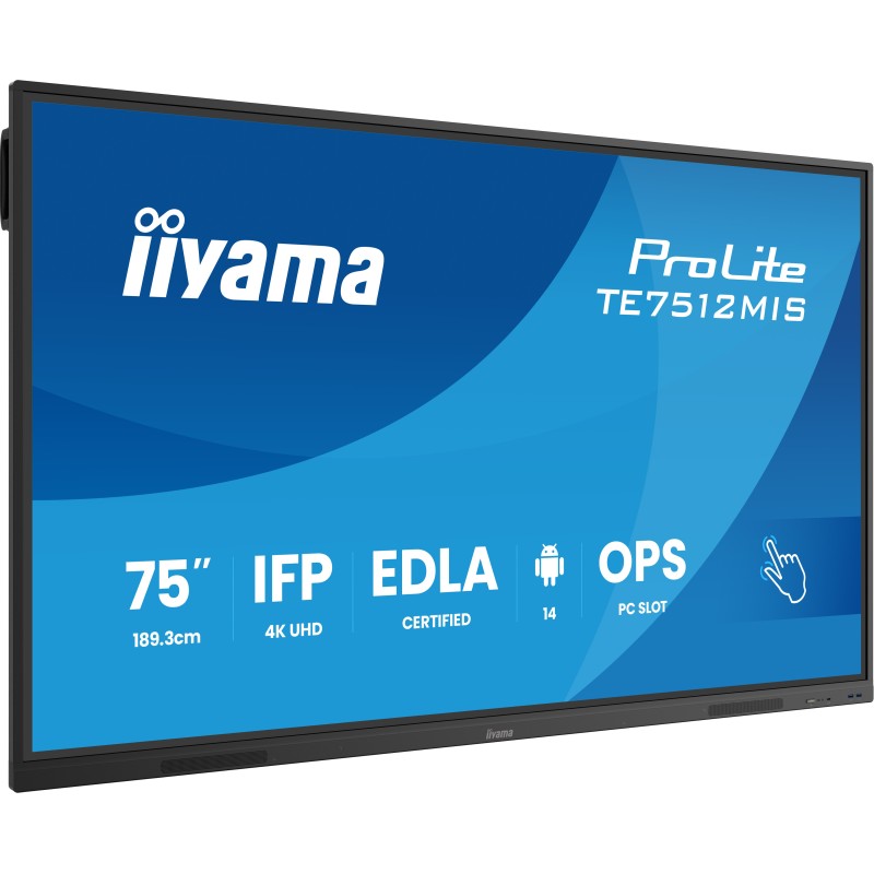iiyama TE7512MIS-B4AG Écran d'affichage dynamique En forme de kiosk 190,5 cm (75") LCD Wifi 400 cd m² 4K Ultra HD Noir Écran