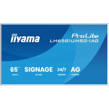 iiyama LH6581UHSG-1AG Écran d'affichage dynamique Écran plat de signalisation numérique 163,8 cm (64.5") Wifi 500 cd m² 4K