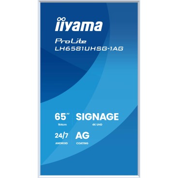 iiyama LH6581UHSG-1AG Écran d'affichage dynamique Écran plat de signalisation numérique 163,8 cm (64.5") Wifi 500 cd m² 4K