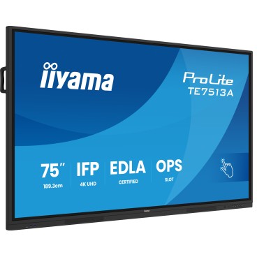 iiyama TE7513A-B2AG Écran d'affichage dynamique Écran plat interactif 190,5 cm (75") Wifi 500 cd m² 4K Ultra HD Noir Écran