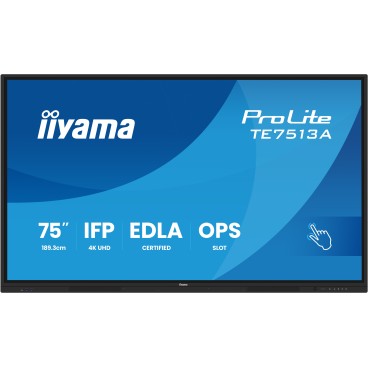 iiyama TE7513A-B2AG Écran d'affichage dynamique Écran plat interactif 190,5 cm (75") Wifi 500 cd m² 4K Ultra HD Noir Écran