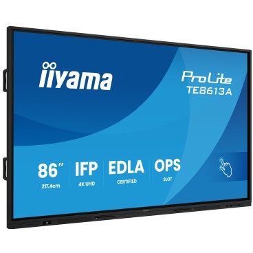 iiyama TE8613A-B2AG Écran d'affichage dynamique En forme de kiosk 2,17 m (85.6") Wifi 500 cd m² 4K Ultra HD Noir Écran tactile