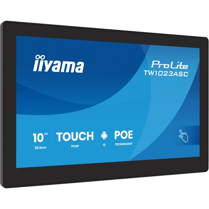 iiyama TW1023ASC-B3P Écran d'affichage dynamique En forme de kiosk 25,6 cm (10.1") Wifi 385 cd m² WXGA Noir Écran tactile