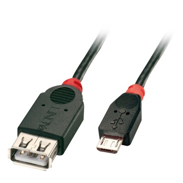 Lindy 31935 câble USB USB 2.0 0,5 m Micro-USB B USB A 0,48 Gbit s Noir, Rouge