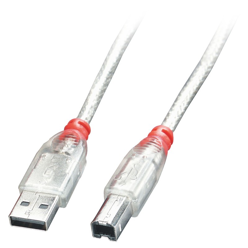 Lindy Câble USB 2.0 de type A vers B, transparent, 5m