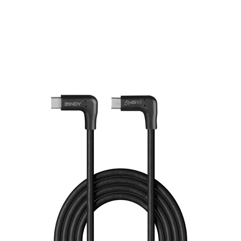 Lindy Câble USB 3.2 Type C de 0.5m, 2 x 90° à angle droit, 10Gbit s, 60W PD