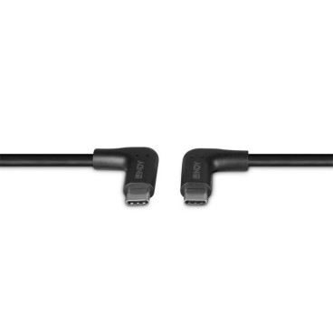 Lindy Câble USB 3.2 Type C de 0.5m, 2 x 90° à angle droit, 10Gbit s, 60W PD