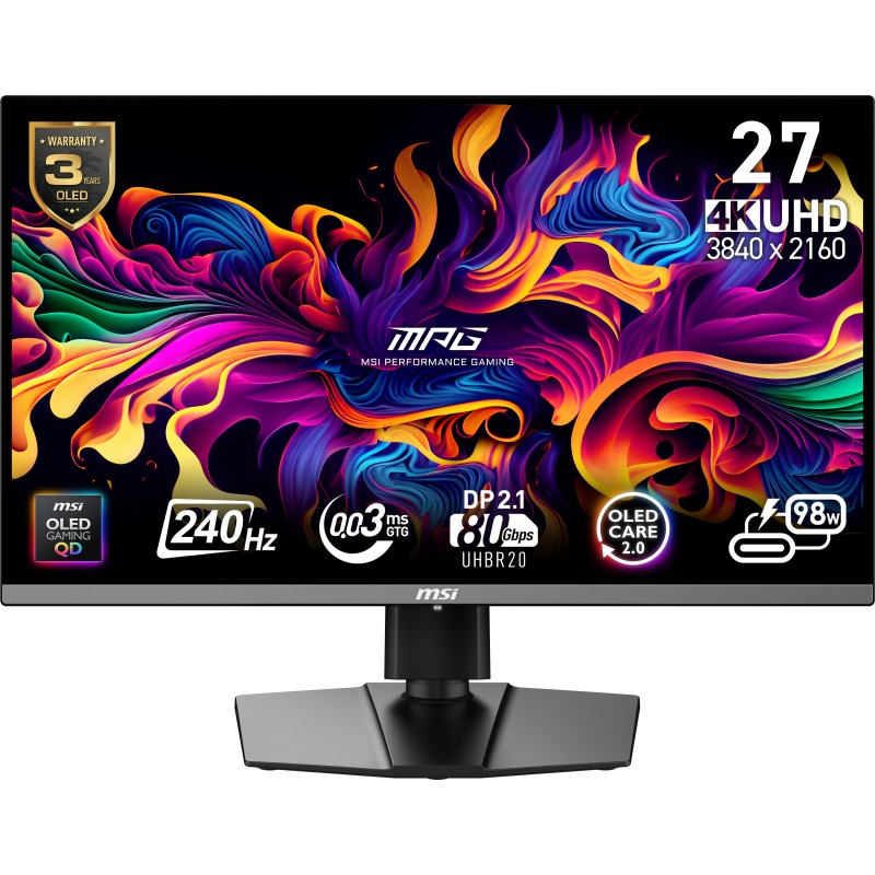 MSI MPG 272URX QD-OLED écran plat de PC 67,3 cm (26.5") 3840 x 2160 pixels 4K Ultra HD Noir