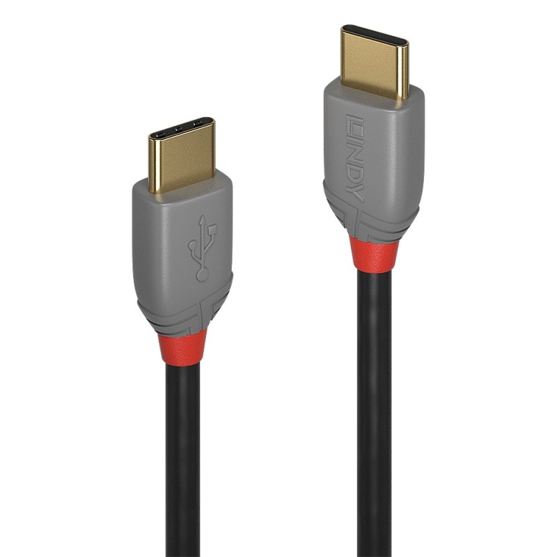 Lindy Câble USB 2.0 Type C de 2m, PD 60W, Anthra Line