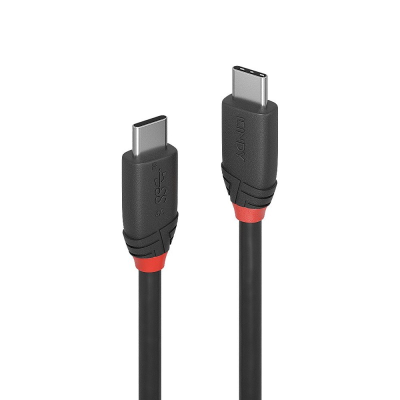 Lindy Câble USB 3.2 Type C de 0.5m, 20Gbit s, 60W PD, noir