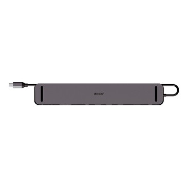 Lindy DST-Mini XT 810, Mini Docking Station USB-C pour Laptop pour un écran 8K ou deux écrans 4K60 et charge 100W