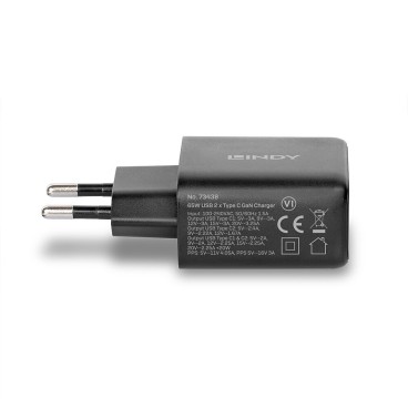 Lindy Chargeur GaN 65W 2 x USB Type C