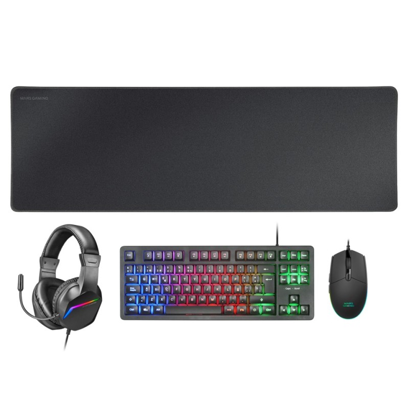 Mars Gaming MCPRGB3FR clavier Souris incluse USB Français Noir