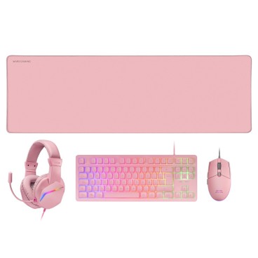 Mars Gaming MCP-RGB3P clavier Souris incluse USB Français Rose