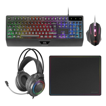 Mars Gaming MCP124PRO clavier Souris incluse USB AZERTY Français Noir
